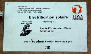 Das Spenderschild des Gymnasiums Fürstenried-West